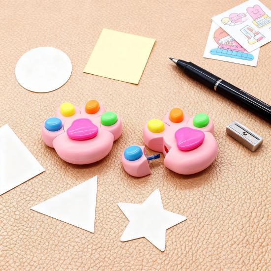 Cat Paw Highlighter Set Cute Animal Shaped Marker Pens for Note Taking