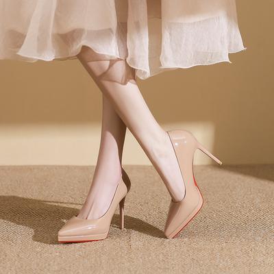 1088-H Temperament spitz zulaufende Stiletto-High Heels Damen nicht müde Füße wasserdicht Tisch Einzelschuhe Damen professionell Brautjungfern Bankettschuh