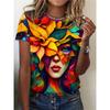 Graphic Printed Round-neck T-shirt, Casual Short-sleeved Top for Spring and Summer, Women's Clothing
