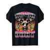 Mens Fun Printed Throat Goat Pattern Tshirt  Black Retro Pink and Red Bold Print Adorned with Goat Earphone Pattern