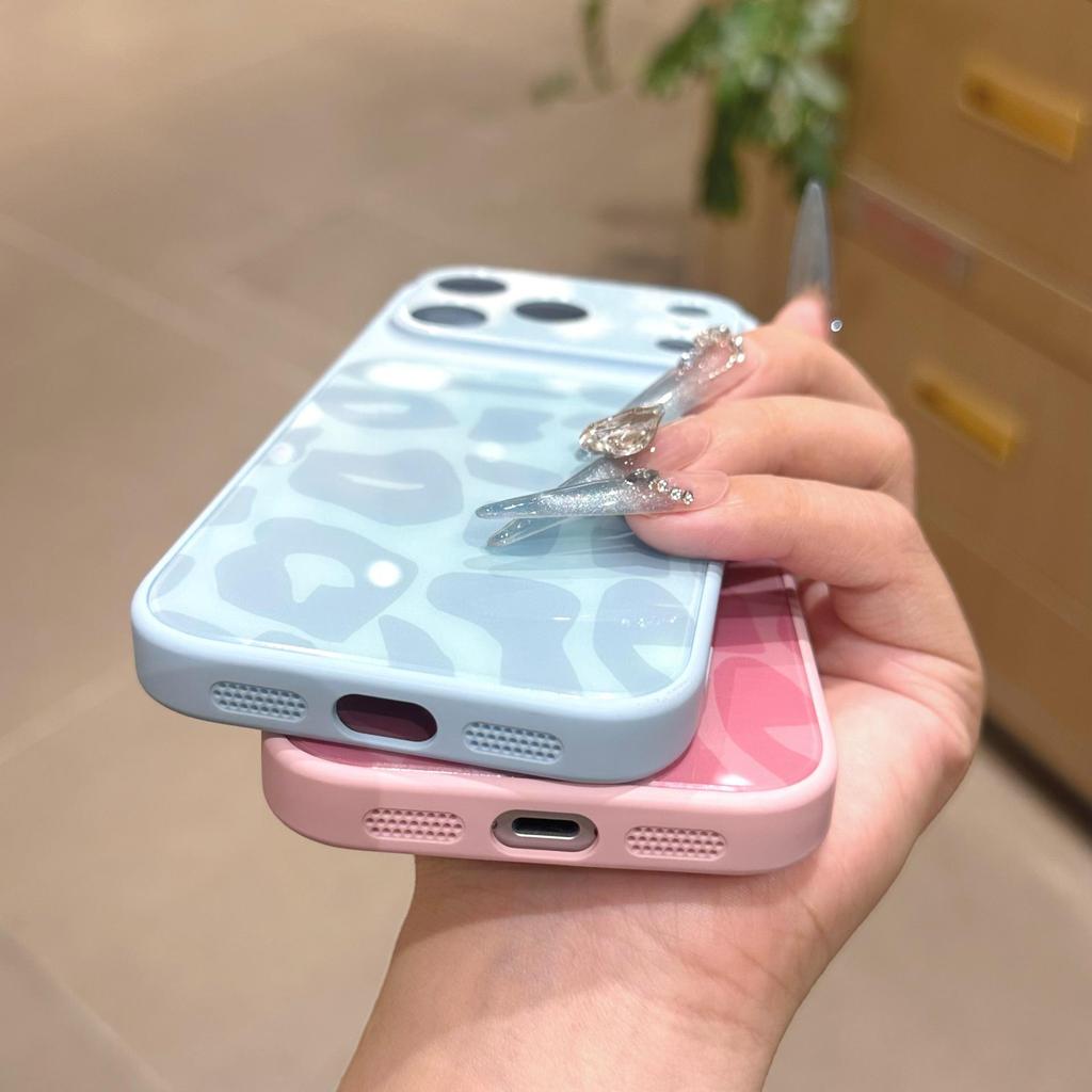 Leopard Print Apple Phone Case: Glass, Liquid Silicone, Solid Color, Drop-Proof Protective Cover for 15 Pro/16/17 AIR