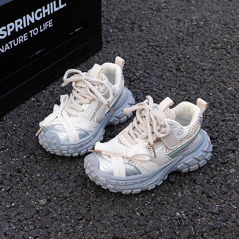 Children's Fashion Sneakers 2025 Spring and Autumn New Girls Mesh Breathable Dad Shoes Boys Soft-soled Non-slip Running Shoes