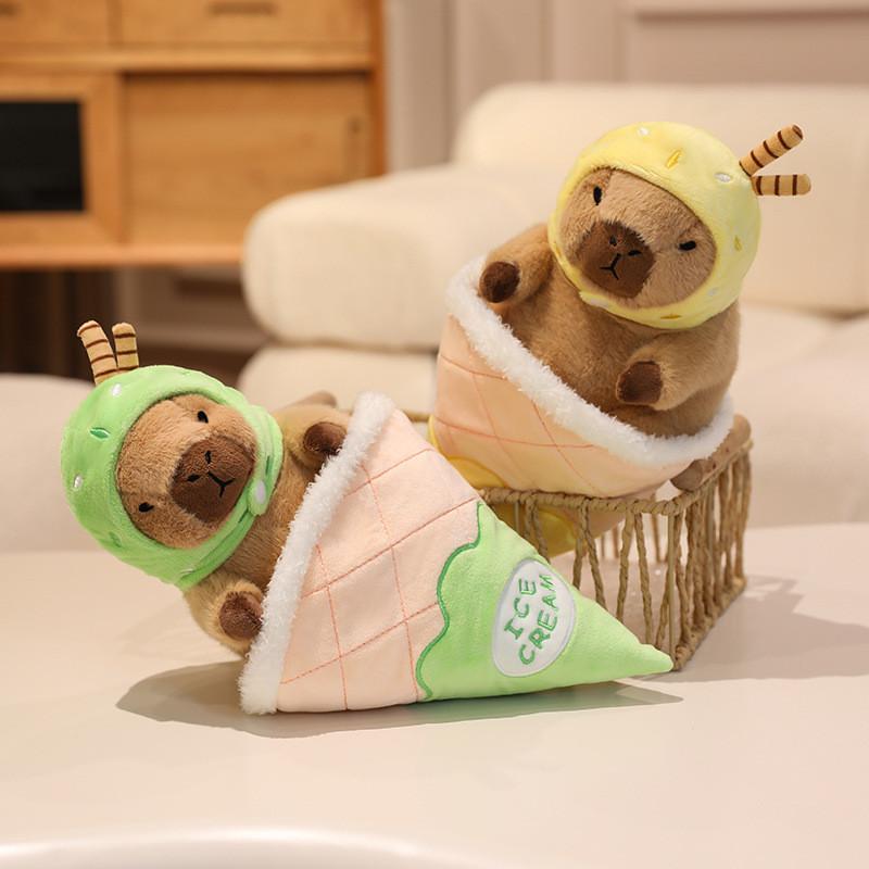 Cream Ice Strawberry Capybara Cute Cartoon Plush Doll Toy Decoration Bedroom