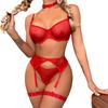 Elegant Sheer Mesh Lingerie Set - Sexy, Comfortable, Slimming Four-Piece with Underwire