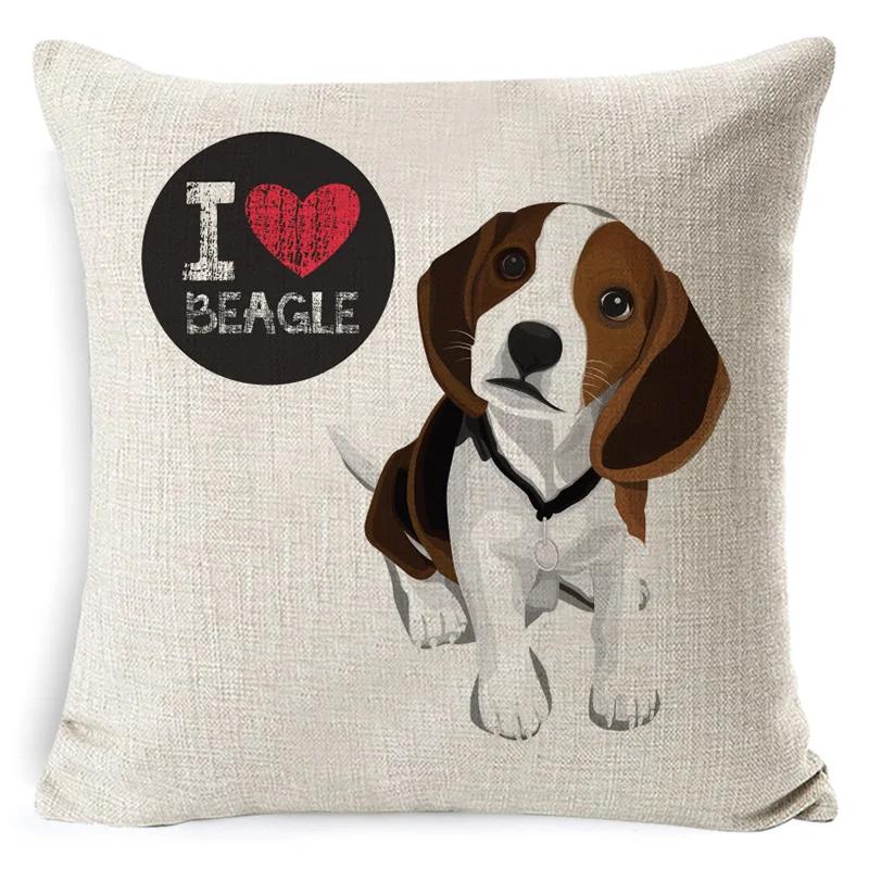 Bullterrier Beagle Bomull Lin Kuddfodral Bostonterrier Boxer Hund Kuddfodral Bulldog Chihuahua Heminredning Kuddfodral