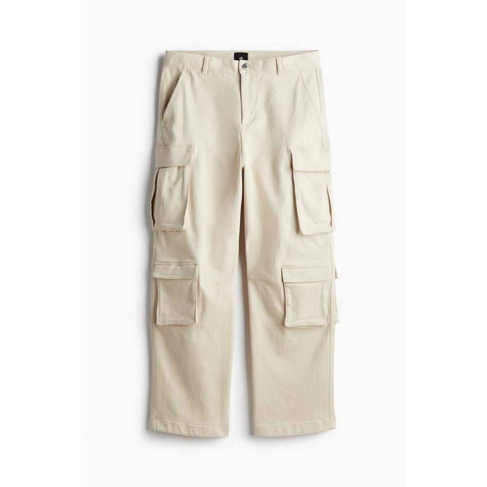 

H M Loose Fit Cargo Pants creaM