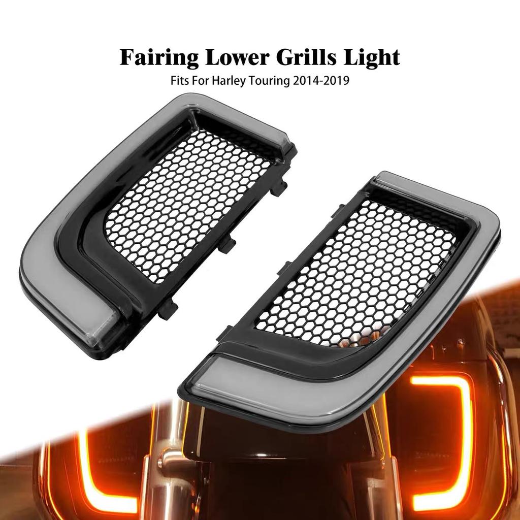 Motorrad LED Tagfahrlicht Blinker Verkleidung Untere Gitter Für Harley Touring Street Electra Glide CVO Limited 2014-2022