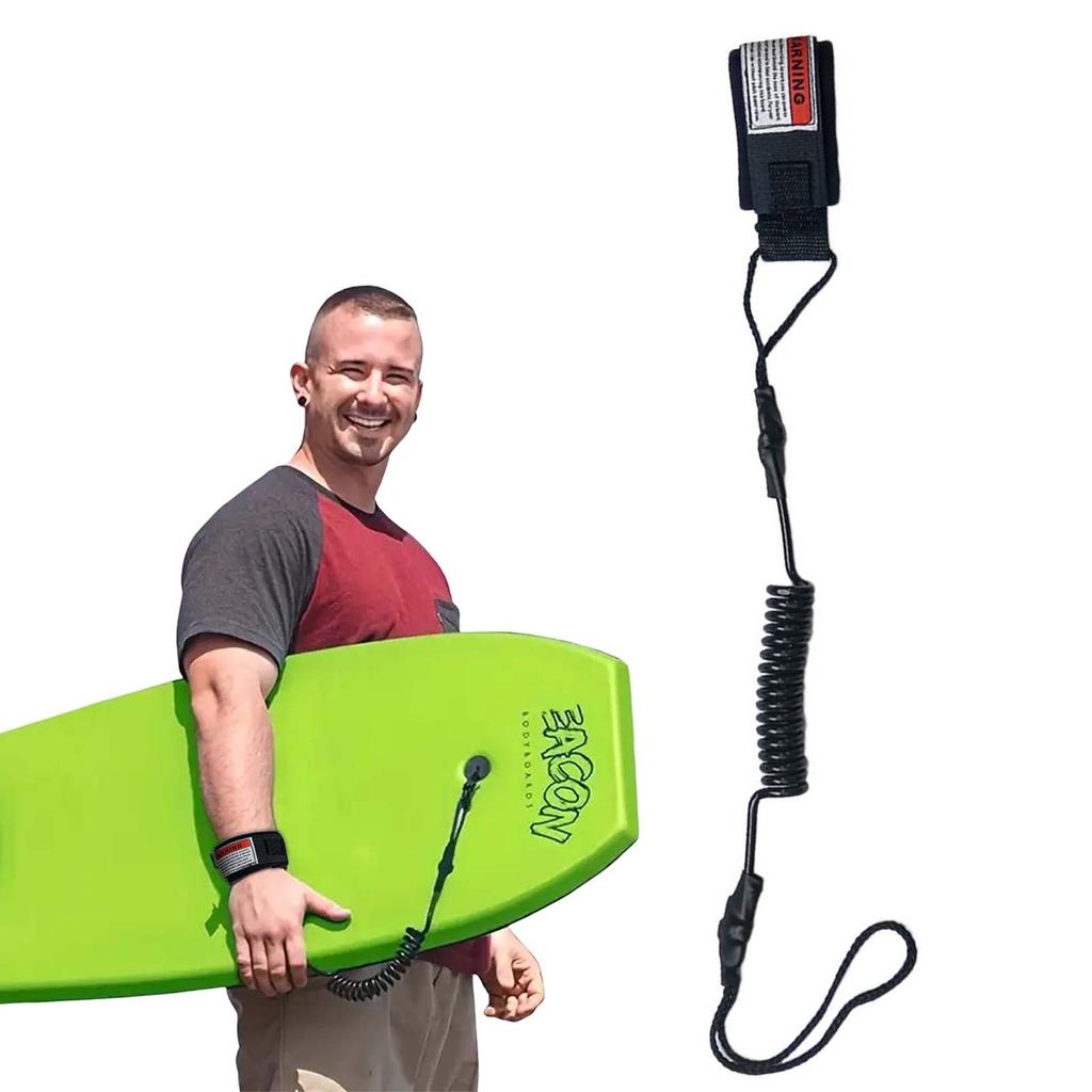130cm Safety Surf Board Leashes Hook and Loop Single-Wrap Strap Coiled Bodyboarding Leash Suitable for Stand Paddle Boards