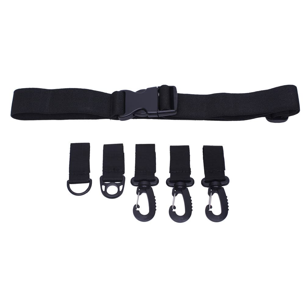 siawadeky Fishing Belt, Waist Belt with 5 Hooks, Adjustable Wading Belt for Hanging Fishing Gear and Accessories, Multifunctional, Airsoft Gear, Back