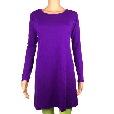 Women's dress, women's long-sleeved loose and thin solid color dress