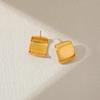 18K gold curved smooth square earrings retro exaggerated geometric stud earrings ear jewelry