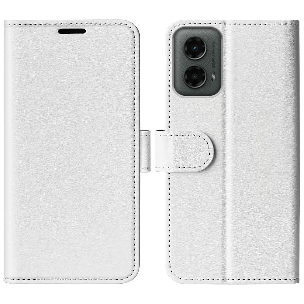 

For Motorola Moto G 5G (2024) Wallet Case Leather Phone Cover Crazy Horse Texture White