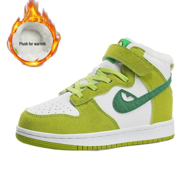 **Çocuklar İçin Yumuşak Pamuklu Yüksek Bilekli Spor Ayakkabıları**: Air Force 1, Skate ve Dunk Basketbol Stilleri**