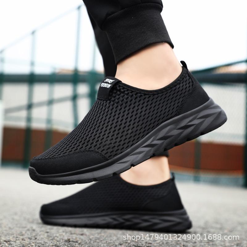 New shoes summer hollow breathable mesh shoes men's thick-soled lightweight casual sports shoes lazy shoes
