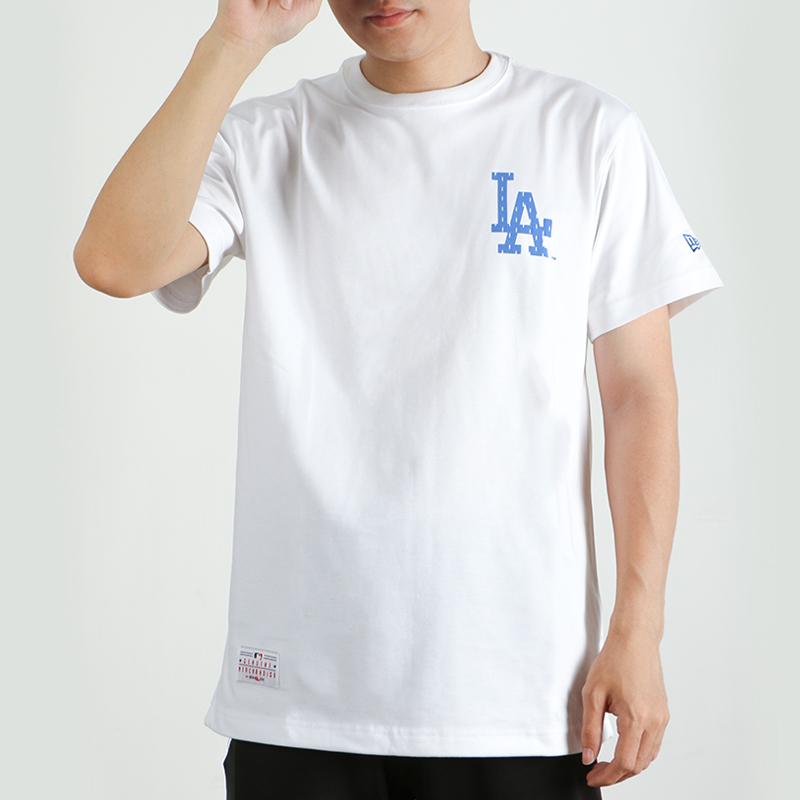 New Era Classic LA Print Summer American Short Sleeve T-Shirt Unisex Tops White 12354508