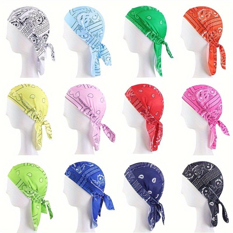 4Pcs Cashew Amoeba Print Elastic Pirate Hat, Rapper Bandana Head Wrap, Print Pattern Placement Random