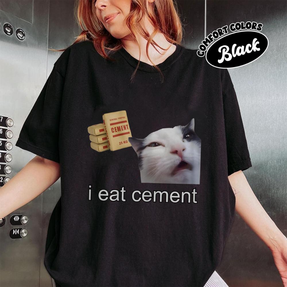 

I Eat CeUnisext Cursed Cat Funny Emoji Tshirt a bizarre internet humor with a strange cat design unisex cotton streetwear top M