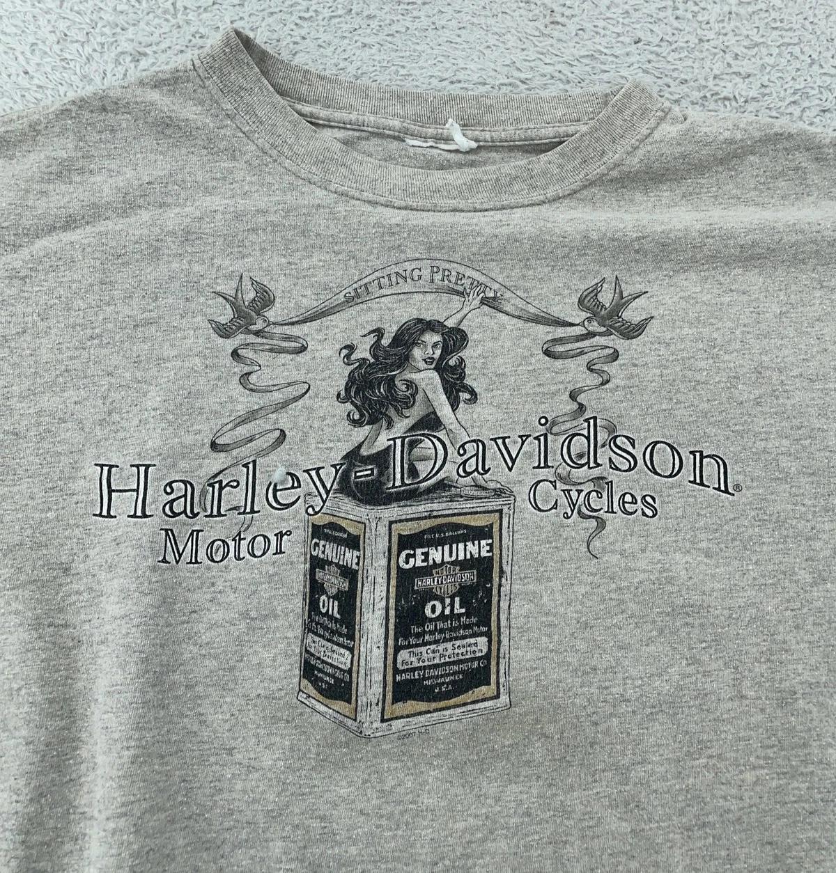 Vtg Harley-Davidson Motorcycle Mermaid T-Shirt L/XL Gray Johnson City Tennessee XL