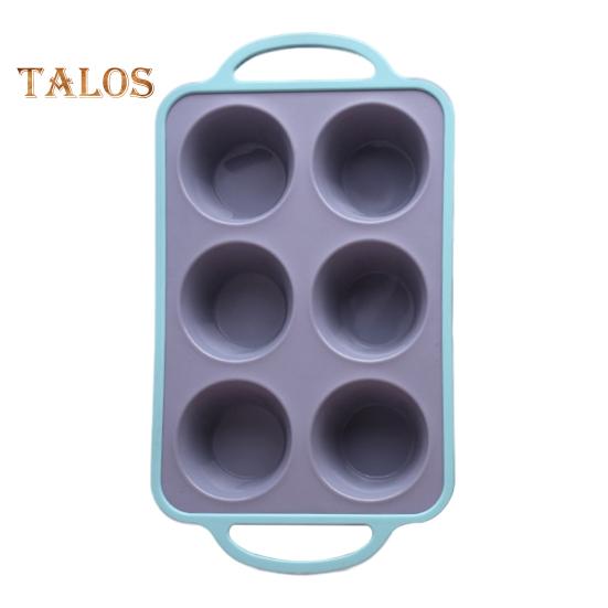 Silicone Cake Mold 6 Cups Cupcake Model Muffin Tart Baking Pan with Handle Non-Stick Food Grade Heat-resistant Easy Release Easy Cleaning Baking Mould