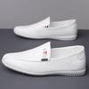 Men's Casual Leather Shoes 2025 Summer Breathable Men's Shoes White Beanie Shoes Overshoes 2025