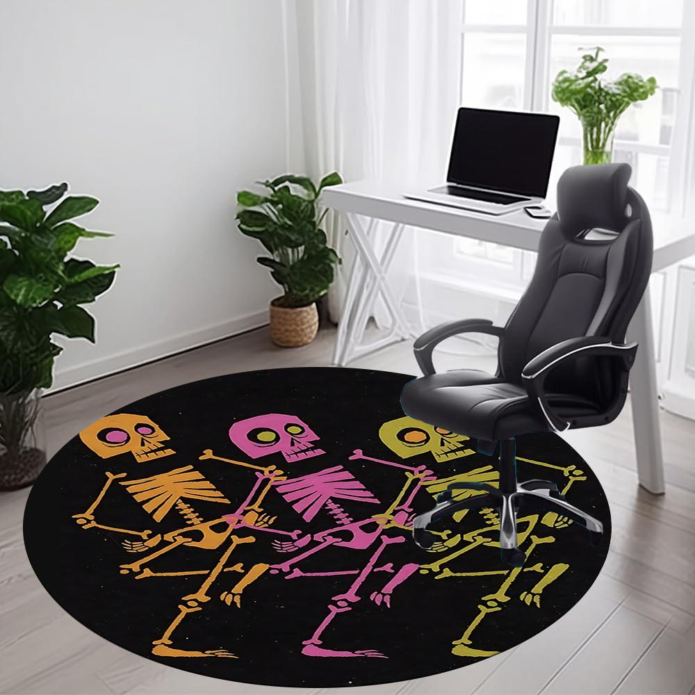 1PC Skeletoons Skeletons Office Round Area Rug, Mat Suitable For Office, Under Office Chairs Bedroom Living Room Home Decor, Room Deco