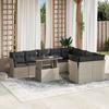 VidaXL Garden Lounge Set with Cushions 10 Pcs Light Grey Wicker 3266842