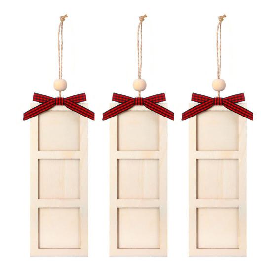 Christmas Photo Frame Ornament Wooden Hanging Decoration with 6 Photo Frames