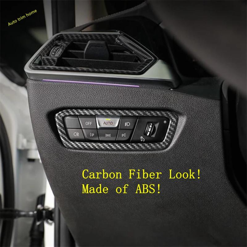 For BMW 3 Series G20  - 2024 Carbon Fiber Style Car Interior Headlight Switch Frame Cover Sticker Trim Decoration Sticker