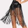 Womens High Waist Faux Leather Tassels Skirt Body Harness Punk Party Clubwear Charm Center Confident Dance