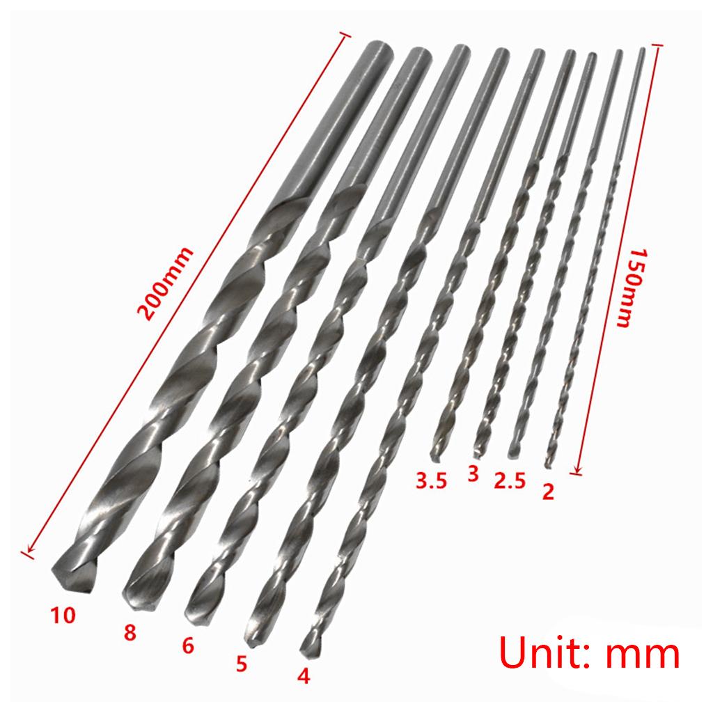 Multiple materials Round Shank Diameter High-speed Steel Straight Shank Long Sturdy Wear-resistant Twist Drill Set 9Pcs
