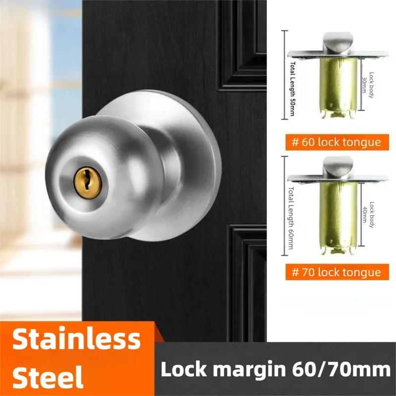 Stainless Steel round Ball Door Knobs Passage Entrance Lock Handle for Bedrooms Living Rooms Hardware Accessories
