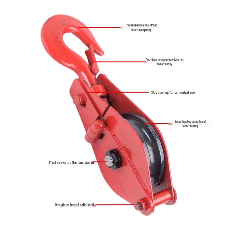 Multi-Spec National Standard Steel Wire Rope Pulley Block 0.5t Labor-Saving Heavy Duty Industrial Open Lifting Hook