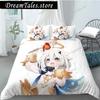 Genshin Impact Bettwäsche-Set Einzelbett Twin Full Queen King Size Bettwäsche-Set für Erwachsene Kinder Schlafzimmer Bettbezug-Sets 3D-Druck Spiel Bettlaken36