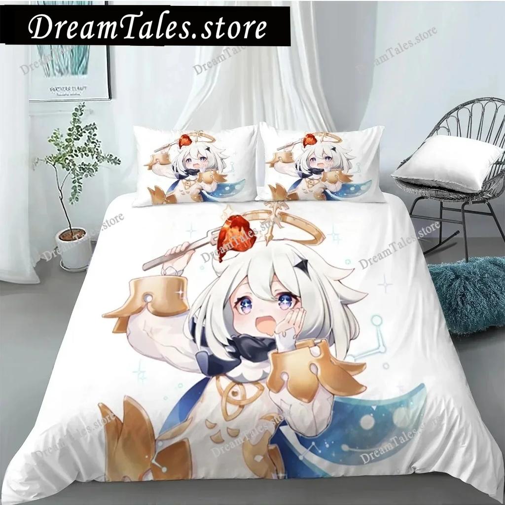 Genshin Impact Bettwäsche-Set Einzelbett Twin Full Queen King Size Bettwäsche-Set für Erwachsene Kinder Schlafzimmer Bettbezug-Sets 3D-Druck Spiel Bettlaken36
