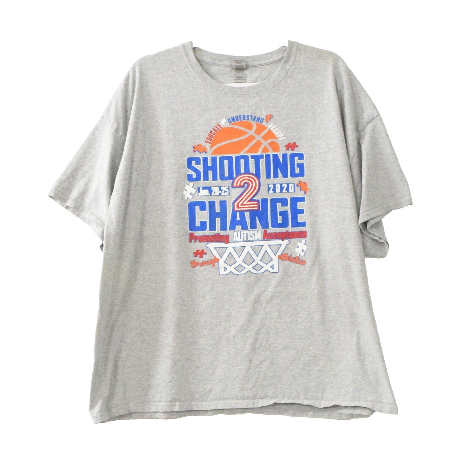 Gildan Mens Gray T-Shirt Shooting 2 Change Round Neck Short Sleeve Size 3XL L