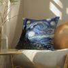 V-Van Gogh Oil Painting Cushion Cover Soft Short Plush Pillow Cover Smooth Cozy Texture Aesthetic Cushion Case Home Decor