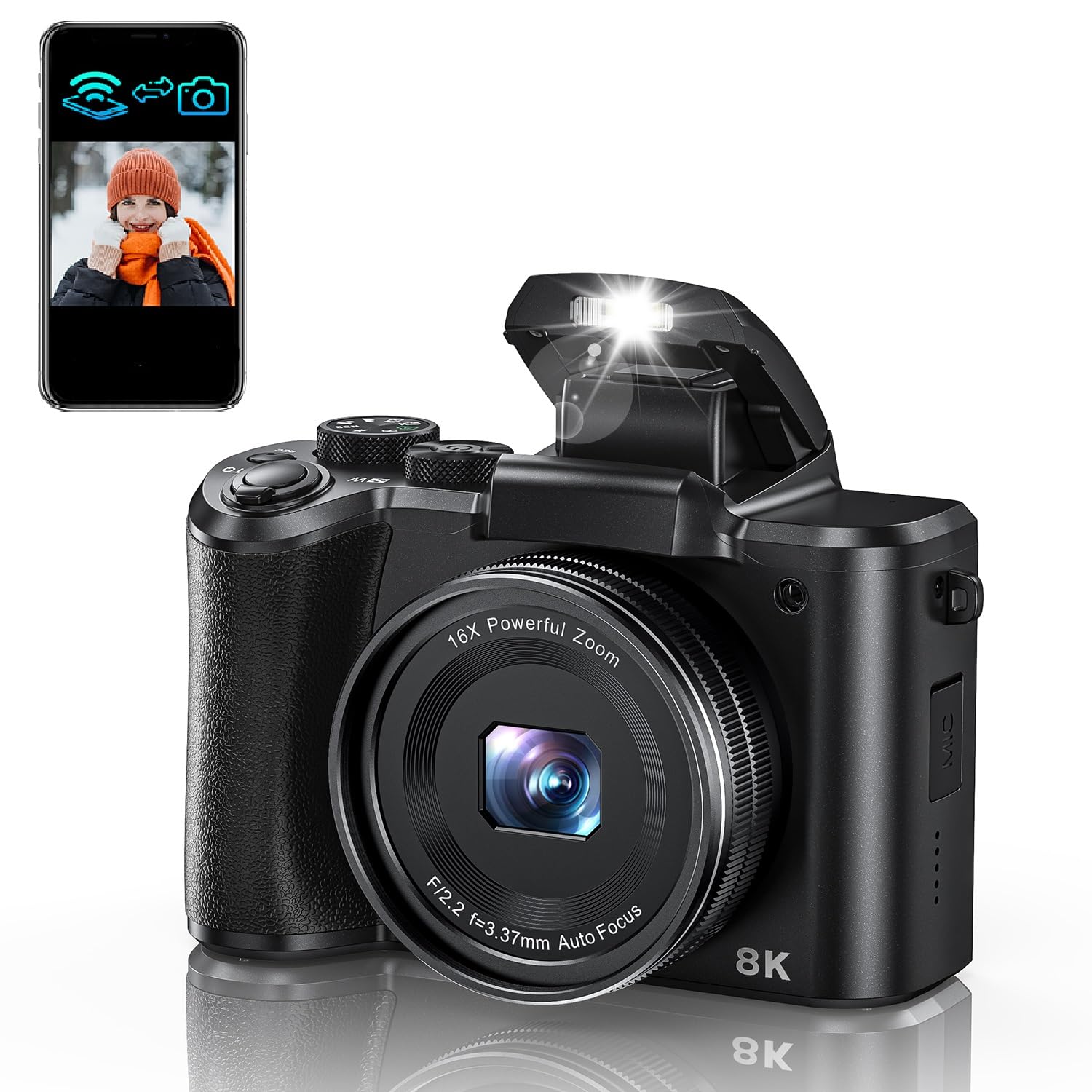 

8K Цифровий Надсилання на Цифрове Зображення Фронтальна та Задня 64г Карта Чорна Камера, Смартфон, Камера, 48МП, 30 кадрів/с, Ретро, 6-осьова Стабілізація, Камера, Спалах,