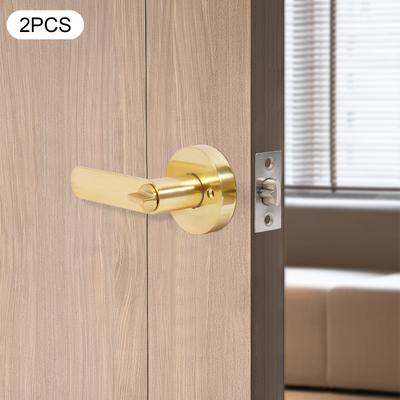 2PCS Aluminum Door Handles,Gold Heavy Duty Door Levers with Keys Suitable Thickness 35-45mm for Wooden Doors,Bathroom Doors