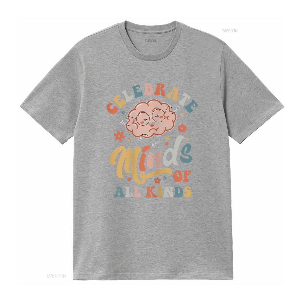 Womens T Shirt Celebrate Minds Of All Kinds Neurodiversity Autism Casual  Tops Black Medium vintage Washed Soft Comfortable