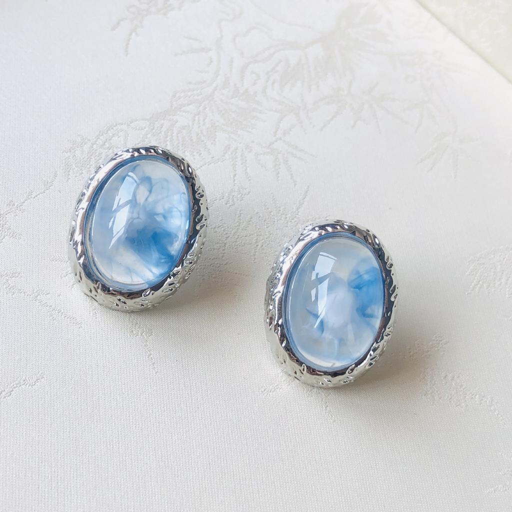 Vintage High-End Oval Texture Tiger Eye Stud Earrings Luxury Minimalist Design Luxury Feelings Jewelry Accessories