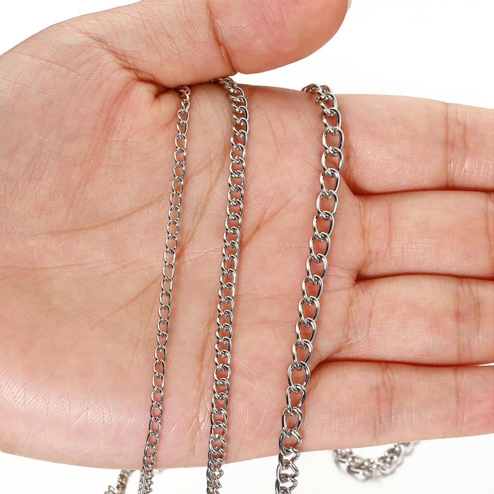 2 Meter flache 2,5/3,5/4,5 mm Verlängerungskette aus Metallgliedern, Schmuckherstellung, DIY-Halskettenzubehör, Komponenten, Großhandel