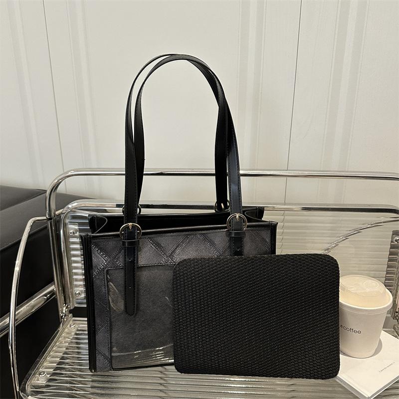 

Новая прозрачная сумка большой вместимости на одно плечо под мышку, повседневная студенческая универсальная практичная портативная сумка-мессенджер free tie board чёрный