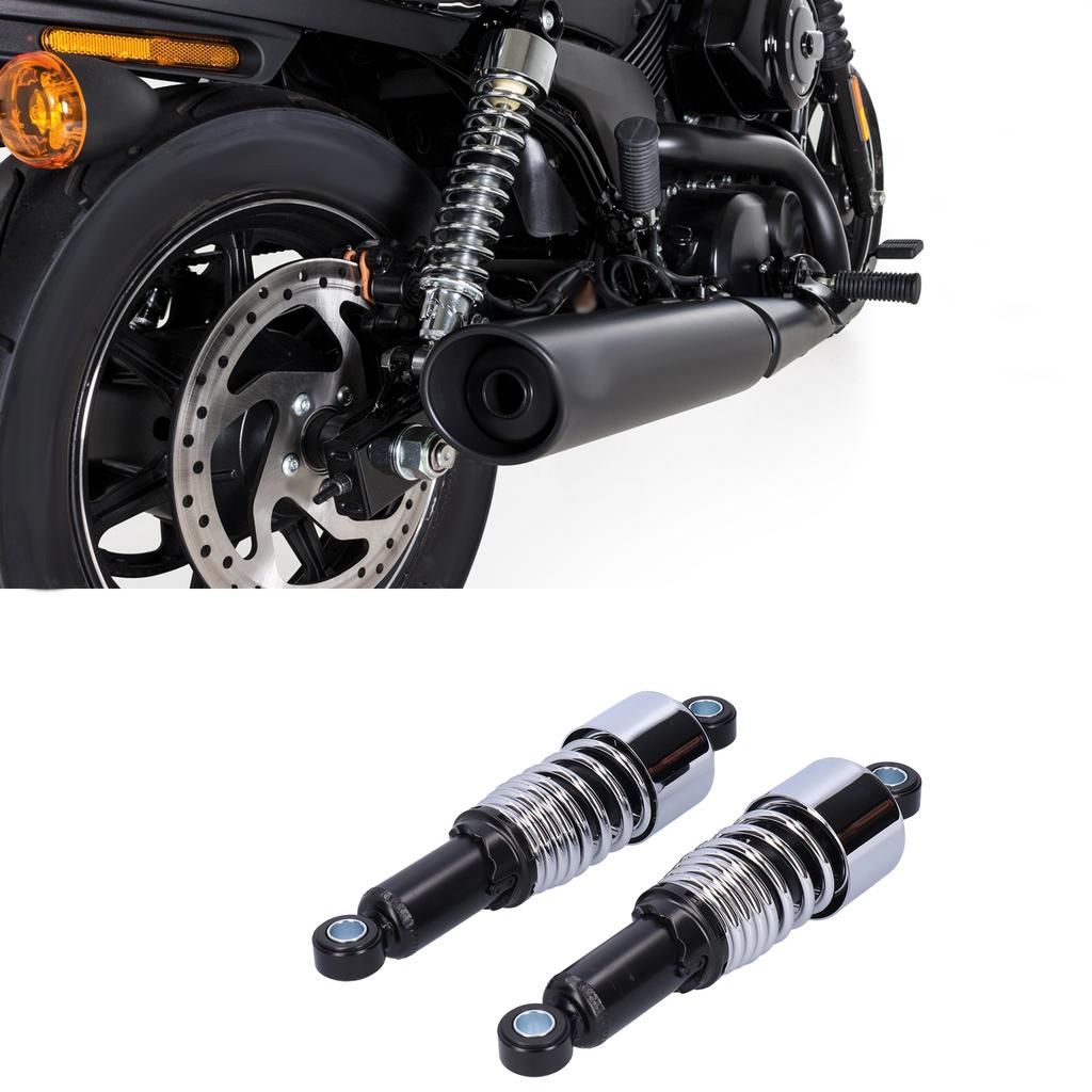 Pair of 10.5in Motorcycle Shocks Absorber Damper Fit for XL883 XL883R 200R 200L(Black Chromeplate )