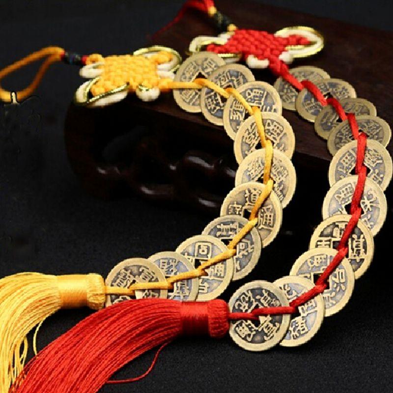 Chinese Knot Feng Shui Lucky Wealth 3/6/8/9/10 Coins For Home Car Hanging Tassel #314