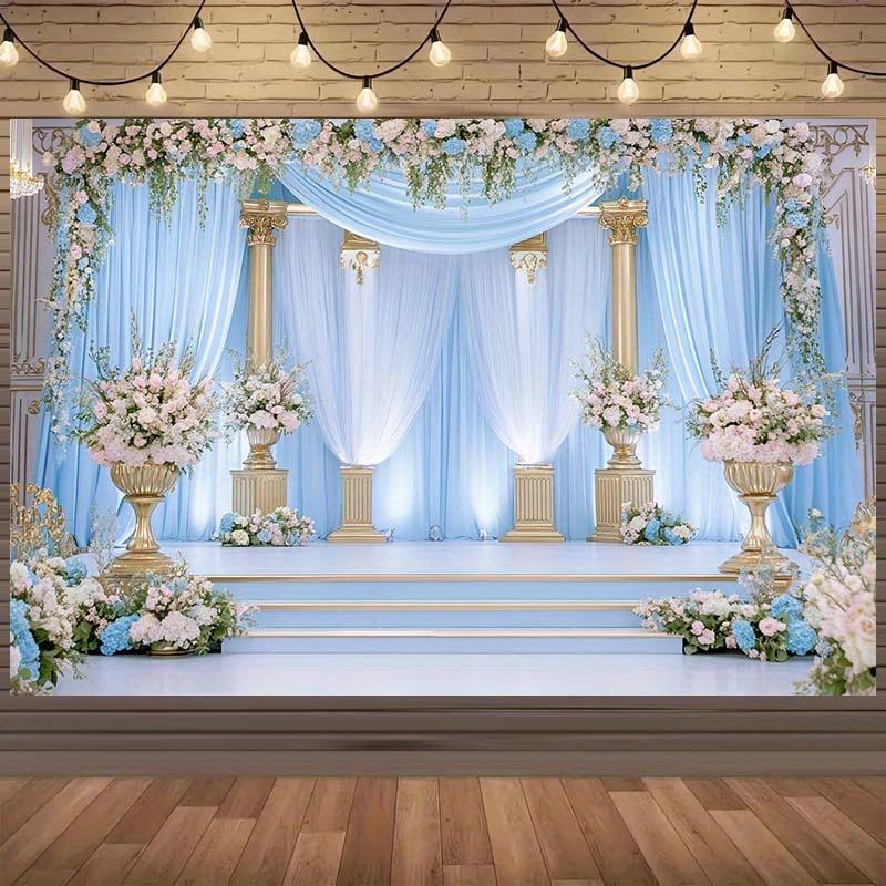 1 photo background cloth. This background cloth is mainly in blue and white tones and is a party background decoration 100x150cm