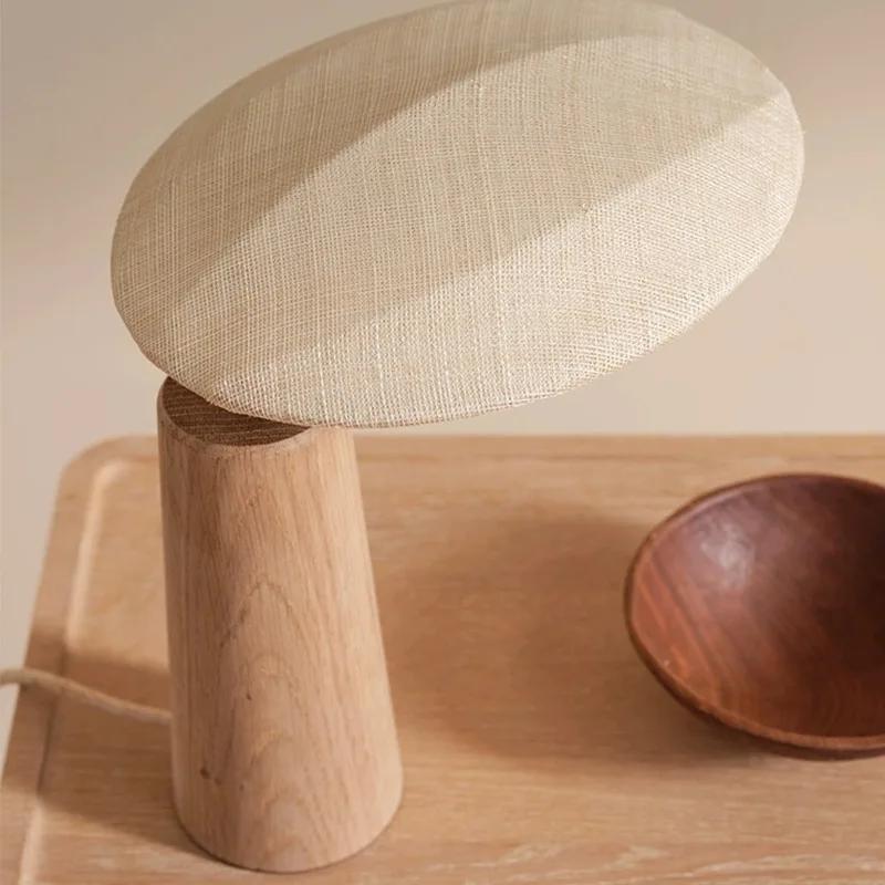 Wabi-sabi Vintage Solid Wood Desk Lights LED E27 Fabric Art Decorative Table Lamp Living/Tea Room Sofas Bedroom Study