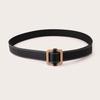 Womens Rose Gold Square Buckle Leather Belt With Metal Clasp For Casual Office Wear