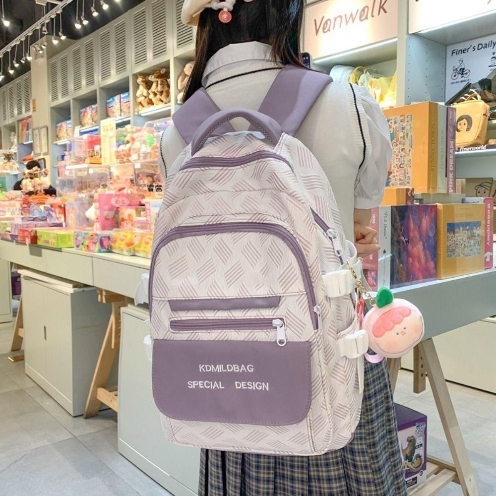 

Fashion School Bag Large Capacity Shoulder Bag Multi Pocket Students Backpack Travel