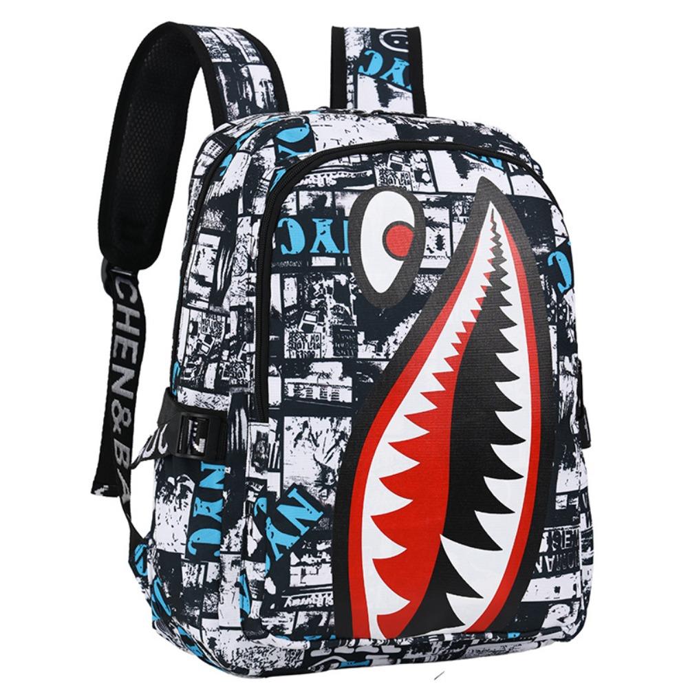 New primary school children s schoolbag shark personalized pattern printing lightweight leisure bag simple backpack 31*13*41