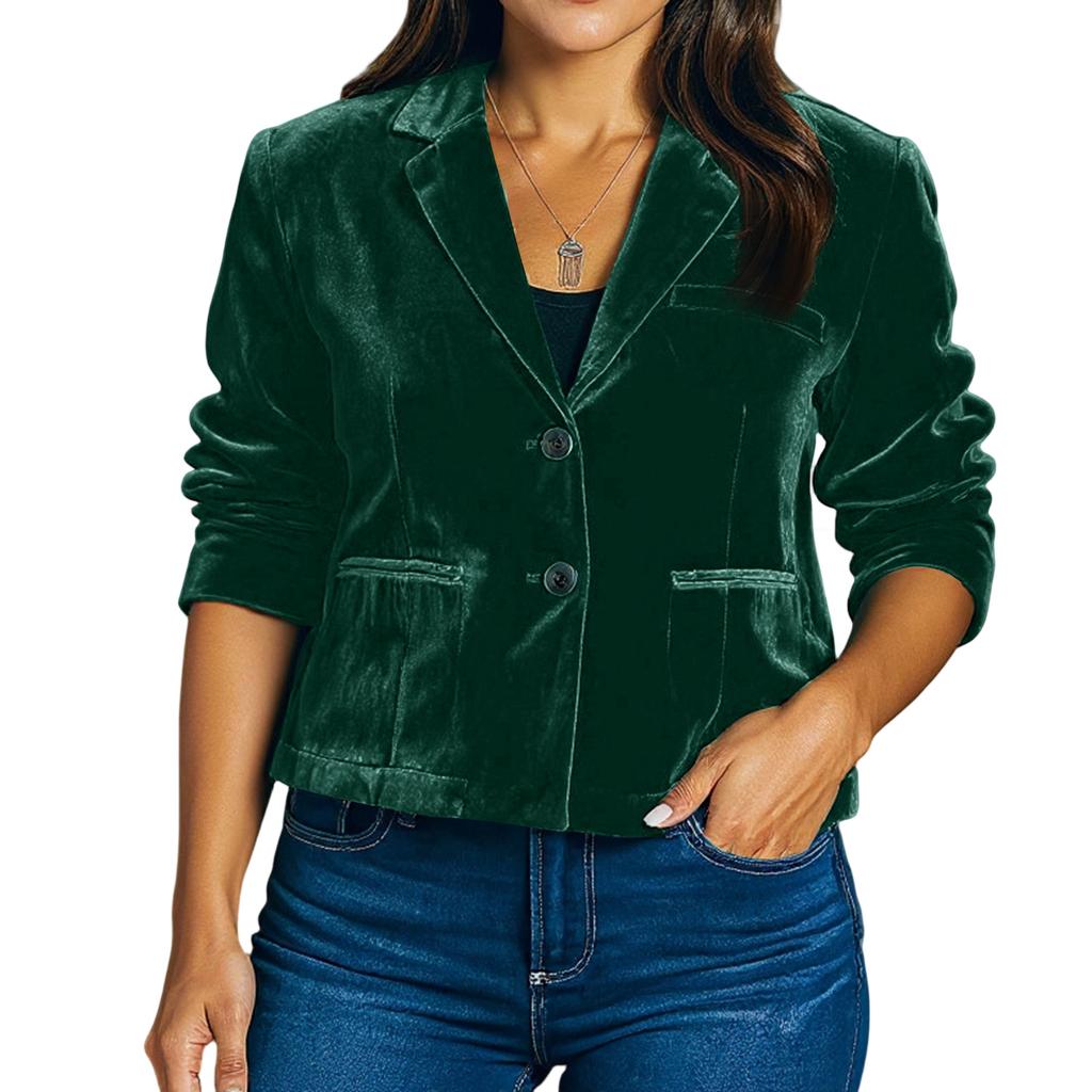 Women's Fashionable Casual Solid Color Retro Long-Sleeved Velvet Shirt Coat